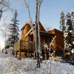 Cabin exterior in the winter