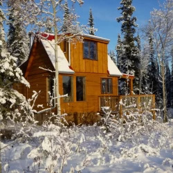 Cabin exterior in the winter