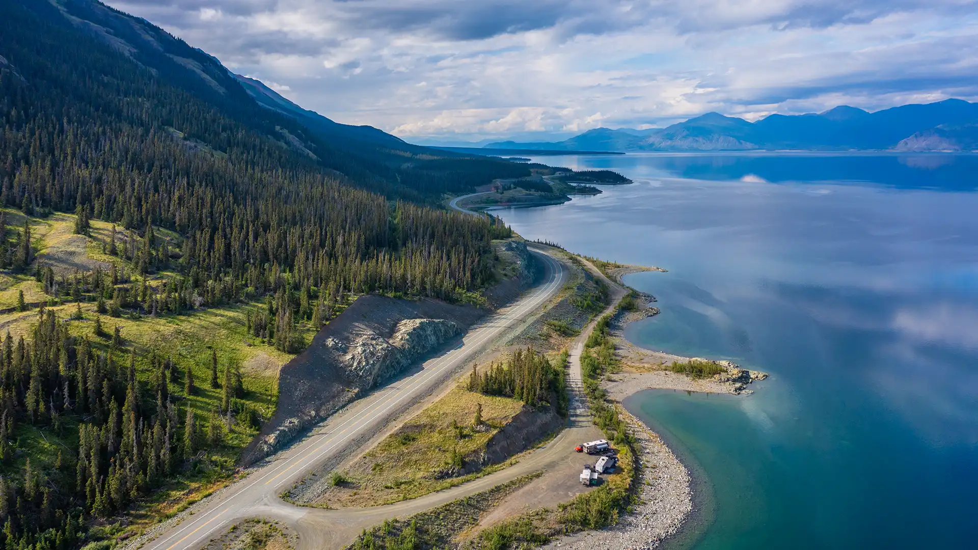 Kluane Lake, Alaska Highway aerial photo