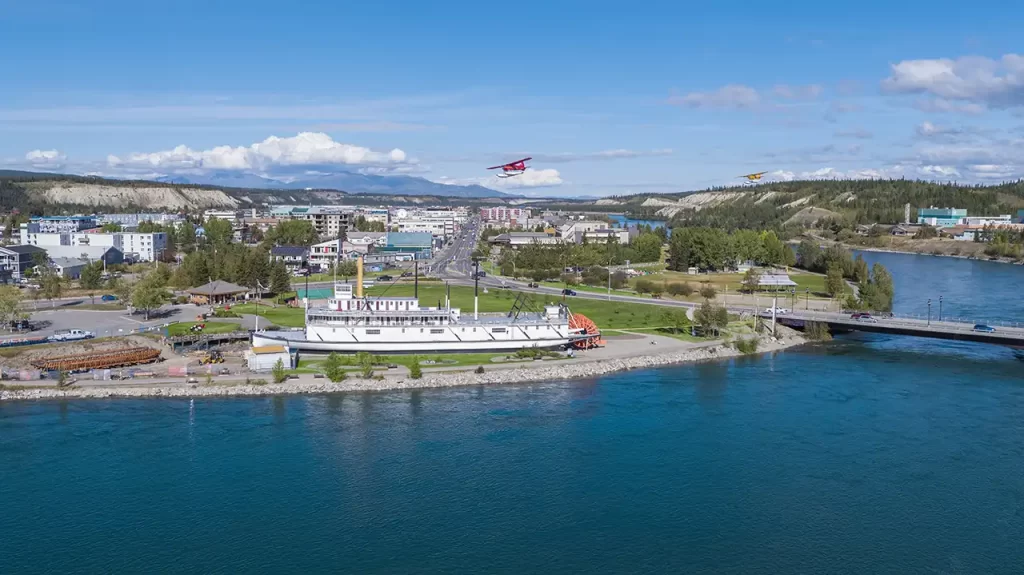 Whitehorse Aerial Photo showing downtown Whitehorse along the Yukon River