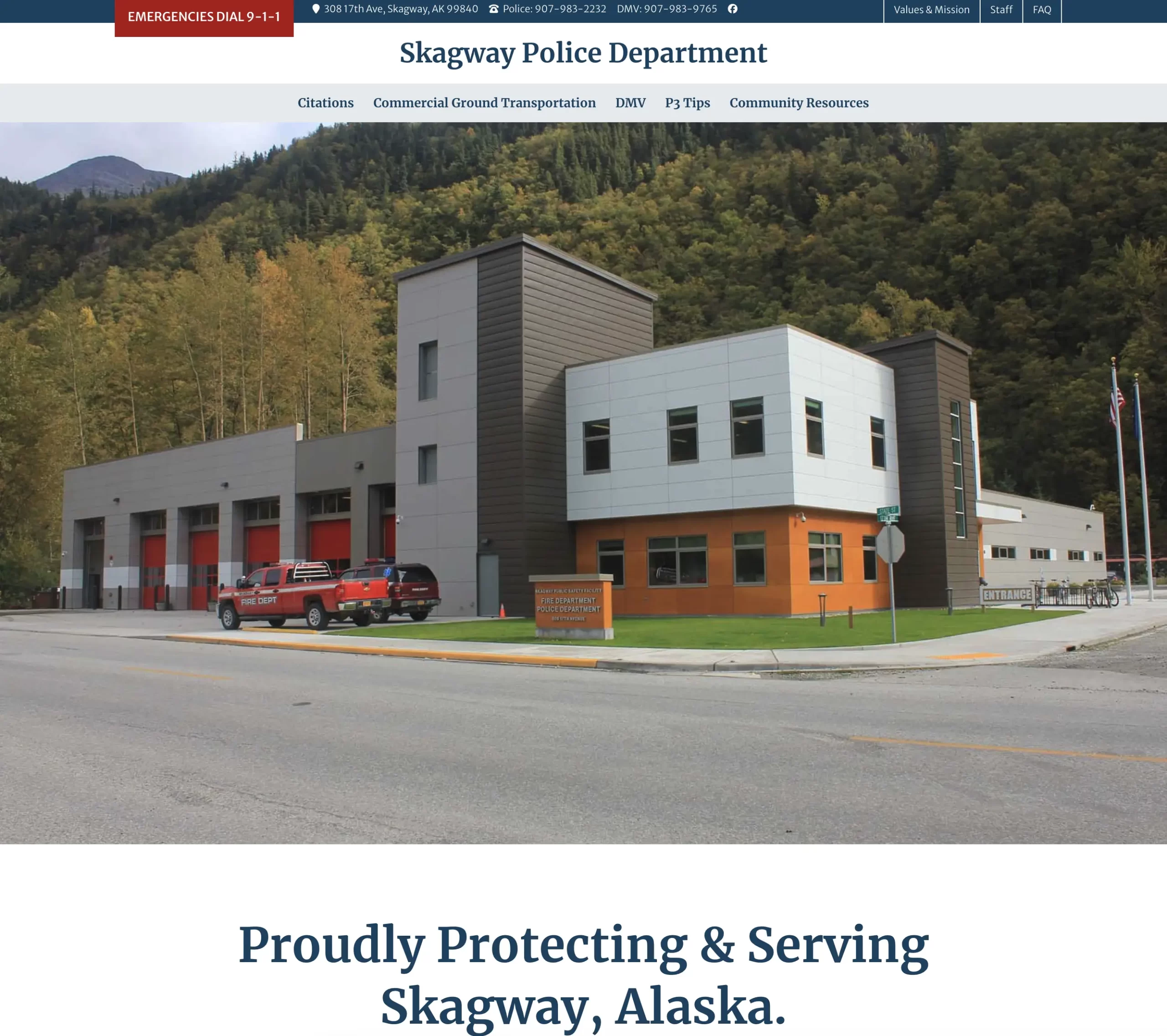 skagway police station web site custom design by pr services in whitehorse yukon